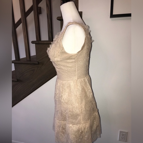 BCBGMAXAZIA SIZE XXS Willa layered tiered lace dress with deep V neck/light pink - Picture 4 of 5